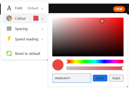 Font colour picker.