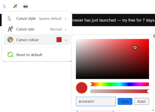 Cursor colour picker.