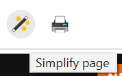 The simplify-page button on the toolbar.