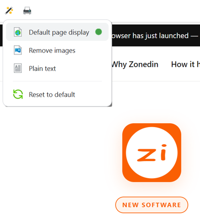 Default page display option.