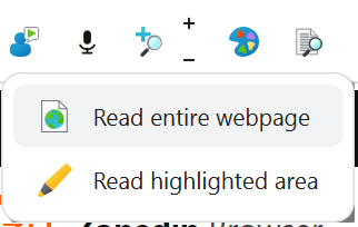 Option to read the entire webpage.